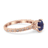 Vintage Dainty Round Lab Alexandrite Engagement Ring