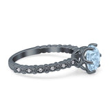 Vintage Dainty Round Natural Aquamarine Engagement Ring