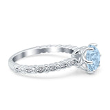 Vintage Dainty Round Natural Aquamarine Engagement Ring