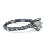 Vintage Dainty Round Natural Green Amethyst Prasiolite Engagement Ring