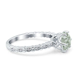 Vintage Dainty Round Natural Green Amethyst Prasiolite Engagement Ring