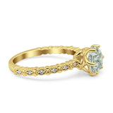 Vintage Dainty Round Natural Green Amethyst Prasiolite Engagement Ring