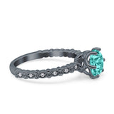 Art Deco Round Engagement Ring Simulated Cubic Zirconia 925 Sterling Silver