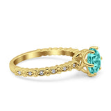 Art Deco Round Engagement Ring Simulated Cubic Zirconia 925 Sterling Silver