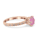 Art Deco Round Engagement Ring Simulated Cubic Zirconia 925 Sterling Silver