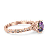 Art Deco Round Engagement Ring Simulated Cubic Zirconia 925 Sterling Silver