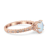 Art Deco Round Engagement Ring Simulated Cubic Zirconia 925 Sterling Silver