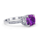 Elegant Hidden Halo Cushion Engagement Ring Cubic Zirconia 925 Sterling Silver