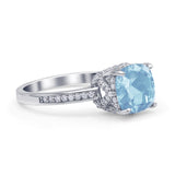 Elegant Hidden Halo Cushion Engagement Ring Cubic Zirconia 925 Sterling Silver