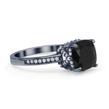 Elegant Hidden Halo Cushion Engagement Ring Cubic Zirconia 925 Sterling Silver