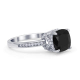 Elegant Hidden Halo Cushion Engagement Ring Cubic Zirconia 925 Sterling Silver