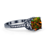 Elegant Hidden Halo Cushion Engagement Ring Cubic Zirconia 925 Sterling Silver