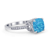 Elegant Hidden Halo Cushion Engagement Ring Cubic Zirconia 925 Sterling Silver