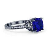 Elegant Hidden Halo Cushion Engagement Ring Cubic Zirconia 925 Sterling Silver