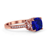Elegant Hidden Halo Cushion Engagement Ring Cubic Zirconia 925 Sterling Silver