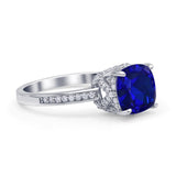 Elegant Hidden Halo Cushion Engagement Ring Cubic Zirconia 925 Sterling Silver