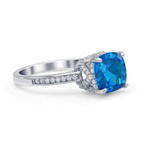 Elegant Hidden Halo Cushion Engagement Ring Cubic Zirconia 925 Sterling Silver