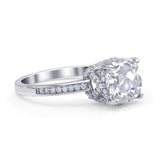 Elegant Hidden Halo Cushion Engagement Ring Cubic Zirconia 925 Sterling Silver