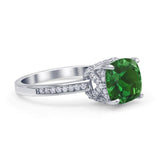 Elegant Hidden Halo Cushion Engagement Ring Cubic Zirconia 925 Sterling Silver