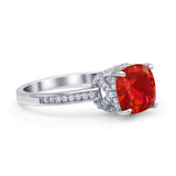 Elegant Hidden Halo Cushion Engagement Ring Cubic Zirconia 925 Sterling Silver