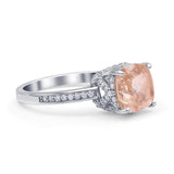 Elegant Hidden Halo Cushion Engagement Ring Cubic Zirconia 925 Sterling Silver