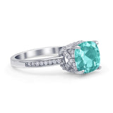 Elegant Hidden Halo Cushion Engagement Ring Cubic Zirconia 925 Sterling Silver