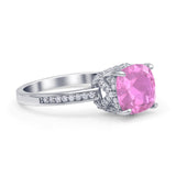 Elegant Hidden Halo Cushion Engagement Ring Cubic Zirconia 925 Sterling Silver