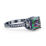 Elegant Hidden Halo Cushion Engagement Ring Cubic Zirconia 925 Sterling Silver