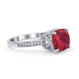 Elegant Hidden Halo Cushion Engagement Ring Cubic Zirconia 925 Sterling Silver
