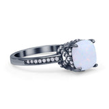 Elegant Hidden Halo Cushion Engagement Ring Cubic Zirconia 925 Sterling Silver