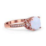 Elegant Hidden Halo Cushion Engagement Ring Cubic Zirconia 925 Sterling Silver