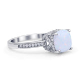 Elegant Hidden Halo Cushion Engagement Ring Cubic Zirconia 925 Sterling Silver