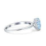 Teardrop Pear Hidden Halo Natural Aquamarine Engagement Ring