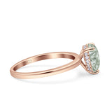 Teardrop Pear Hidden Halo Natural Green Amethyst Prasiolite Engagement Ring