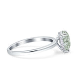 Teardrop Pear Hidden Halo Natural Green Amethyst Prasiolite Engagement Ring