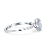 Teardrop Pear Hidden Halo Natural Moonstone Engagement Ring