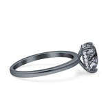 Teardrop Pear Hidden Halo Natural Rutilated Quartz Engagement Ring