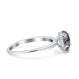 Teardrop Pear Hidden Halo Natural Rutilated Quartz Engagement Ring