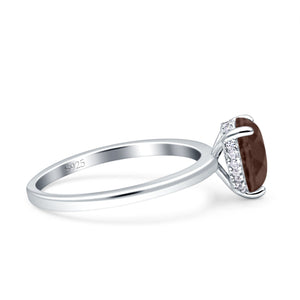 Teardrop Pear Hidden Halo Natural Chocolate Brown Smoky Quartz Engagement Ring