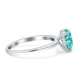 Solitaire Pear Hidden Halo Engagement Ring Cubic Zirconia 925 Sterling Silver