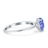 Solitaire Pear Hidden Halo Engagement Ring Cubic Zirconia 925 Sterling Silver