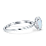 Solitaire Pear Hidden Halo Engagement Ring Cubic Zirconia 925 Sterling Silver