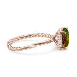 Vintage Twisted Band Emerald Cut Engagement Ring Simulated Cubic Zirconia 925 Sterling Silver