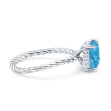 Vintage Twisted Band Emerald Cut Engagement Ring Simulated Cubic Zirconia 925 Sterling Silver