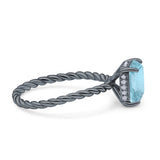 Hidden Halo Twisted Rope Emerald Cut Natural Aquamarine Engagement Ring