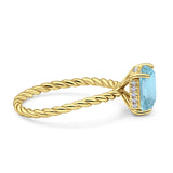 Hidden Halo Twisted Rope Emerald Cut Natural Aquamarine Engagement Ring