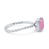 Vintage Twisted Band Emerald Cut Engagement Ring Simulated Cubic Zirconia 925 Sterling Silver