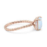 Vintage Twisted Band Emerald Cut Engagement Ring Simulated Cubic Zirconia 925 Sterling Silver