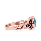 Celtic Pear Lab Opal Ring Solid Oxidized 925 Sterling Silver