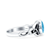 Celtic Pear Lab Opal Ring Solid Oxidized 925 Sterling Silver